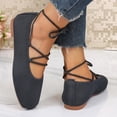 thumbnail image 6 of Samdudou Flats for Women Dressy Closed Toe Ribbed Knit Ballet Shoes Elegant Lace Up Ankle Strap Minimalist Footwear for Dance Party Work, 6 of 9