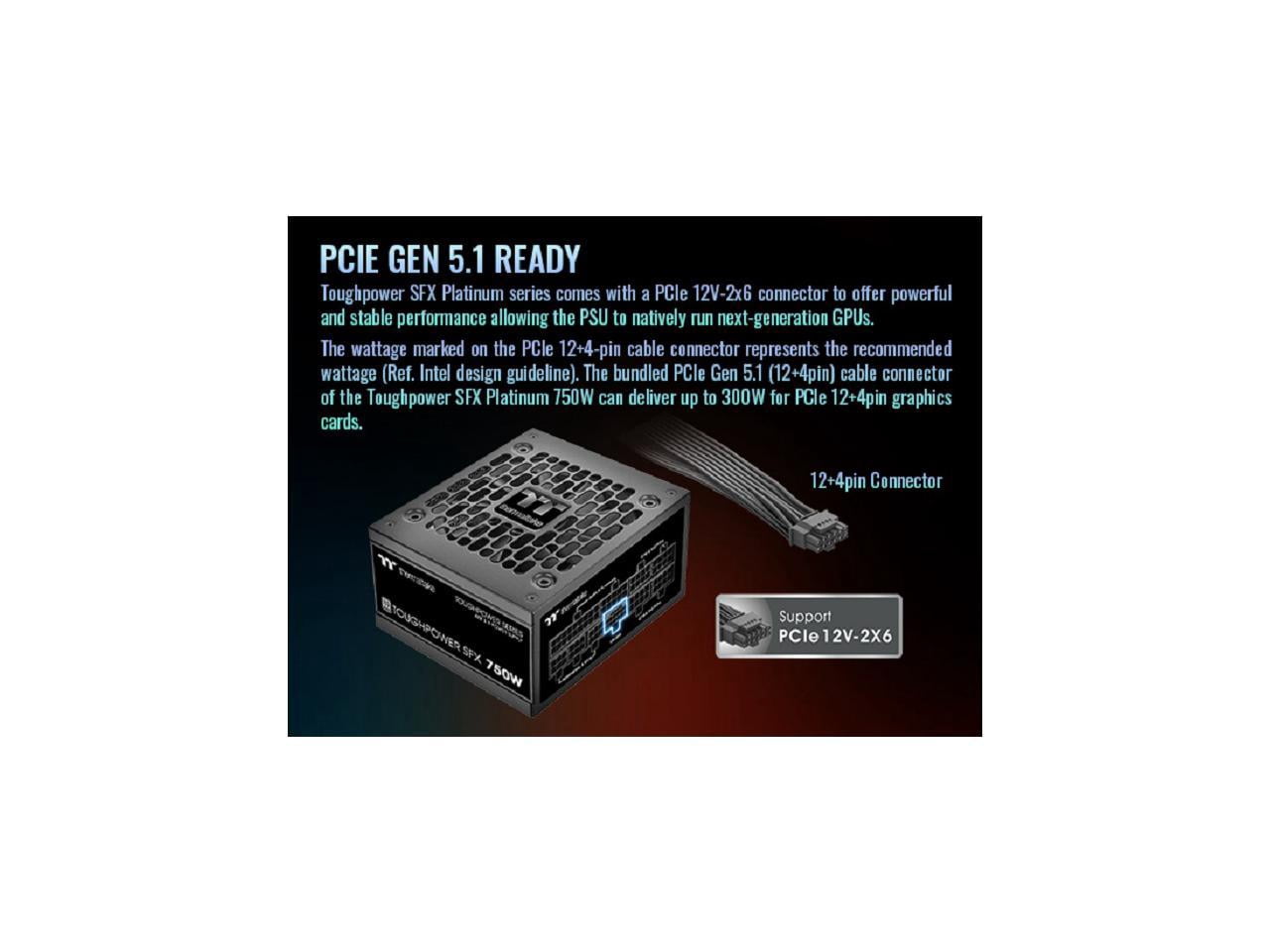 Thermaltake Toughpower SFX 750W 80Plus Platinum ATX 3.1 300W 12V-2x6 Connector Included; Full Modular; 90mm Fan; PS-STP-0750FNFAPU-1; 7 Year Warranty