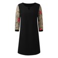 thumbnail image 5 of Women's Casual Tennis Dress for Women Solid Lace Splice Sleeve Hollow Round Neck Loose Dress Everyday Easygoing Attire Black M, 5 of 6