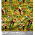 thumbnail image 1 of Soimoi Polyester Crepe Fabric Leaves & Toucan Bird Decor Fabric Printed Yard 52 Inch Wide, 1 of 3