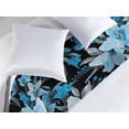 thumbnail image 2 of Floral Bed Runner, Watercolor Style Blooming Cold Colored Wild Flowers on Dark Background, Decorative Accent Bedding Scarf for Hotels Homes & Guest Rooms, King, Black Sky Blue and Grey, by Ambesonne, 2 of 3