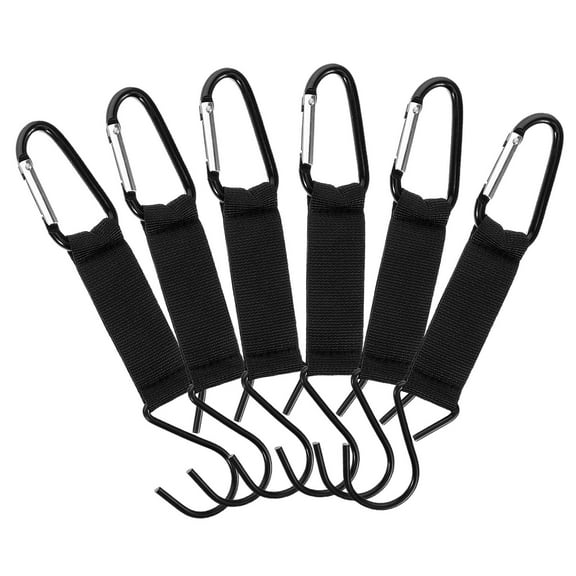 Masteelf 6PCS Metal Hook Outdoor Backpack Climbing Carabiner Clip Nylon Strap Nylon Safety Buckles for Hiking Camping and Trekking