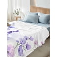 thumbnail image 4 of Spring Flowers Twim Size Flat Sheet, Wrinkleproof & Fadeproof Cooling Flat Bed Sheet Only, Watercolor Idyllic Lavender Purple Plant Breathable Soft Bedding Top Sheets 66 x 96 Inches, 4 of 8