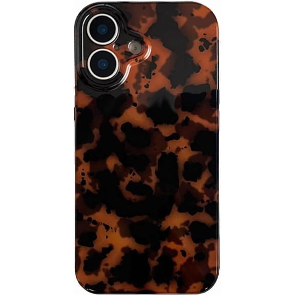 Aesthetic Tortoise Shell Phone Case for iPhone 16 Plus, Cute Retro Leopard Print with Full Camera Protection Trendy Soft TPU Protective Chic Amber Brown Cover for Women(for iPhone 16plus 6.7'')