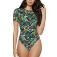 thumbnail image 2 of Picia Dinosaur Plays Soccer Womens One Piece Swimsuits Modest Tummy Control Bathing Suits Lace Up Slimming Swim Suit-XX-Large, 2 of 9