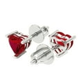 thumbnail image 2 of Clara Pucci 1 ct Brilliant Heart Cut Studs VVS1 Genuine Conflict free Red Ruby Solid 18K White Gold Designer Everyday Earrings Screw back, 2 of 5