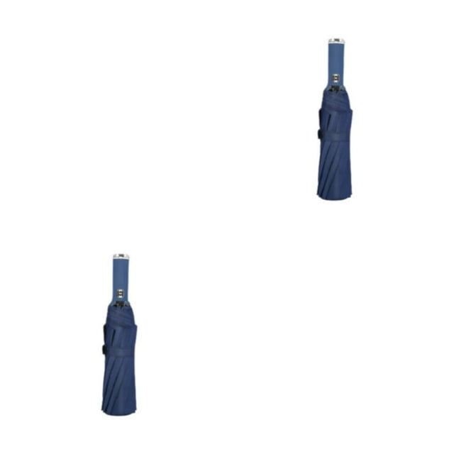 Bewildely Paraguas plegable completamente automático con linterna LED Paraguas de sombrilla a prueba de viento Sombrilla a prueba de sol LED / LED/Azul oscuro 2Conjunto