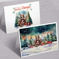 thumbnail image 3 of Merry Christmas Santa Reindeer Antlers Miniature American Shepherd Sleigh Xmas Winter Holiday 7x5in Folded Greeting Card MAS Dog Lover Gifts Single Note Card with Envelope - 00023, 3 of 5