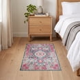 thumbnail image 3 of ODIKA 2'x3' Ultra-Soft Accent Mat, Mauve Vintage Distressed Damask Boho Frame Scroll Border Trellis None Washable, Bare feet friendly, Easy Care Indoor rug for Bedside, Footrest, 3 of 7