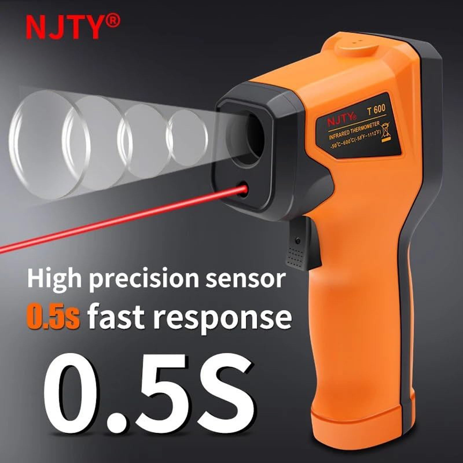 2025 Upgrade Non-Contact Infrared Thermometer Gun, -58°F to 1112°F (-50°C to 600°C) - Laser Temperature Gun for Cooking, HVAC, Automotive and Industrial Use(Not for Human)