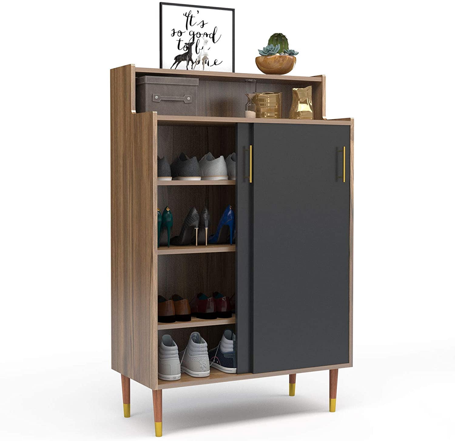 Mecor Shoe Rack Storage 2Door Shoebox Container Organizer