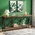 thumbnail image 4 of 70.9" Behind Sofa Console Table - Vintage Wood Grain & Black Metal, 2-Tier Storage, 198lb Capacity, Slim Design for Entryway, Hallway, Living Room, 4 of 6