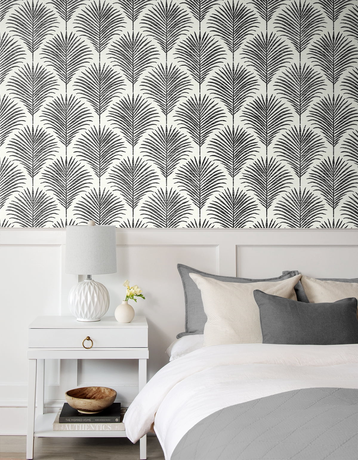 NextWall Inkwell & Off-White Grassland Palm Peel and Stick Wallpaper
