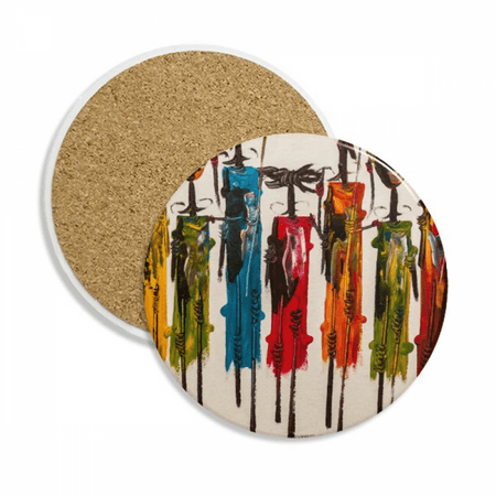 

Art African Black Warrior Coaster Cup Mug Tabletop Protection Absorbent Stone