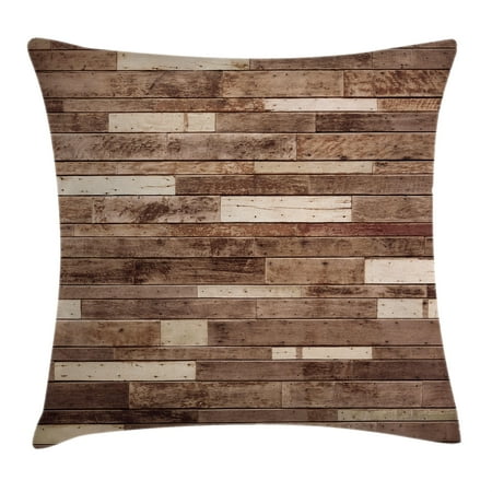 Lodge Throw Pillows Wooden Throw Pillow Cushion Cover, Wall Floor Textured Planks Panels Picture Art Print Grain Cottage Lodge Hardwood Pattern, Decorative Square Accent Pillow Case, 16 X 16 Inches, Brown, by Ambesonne ()