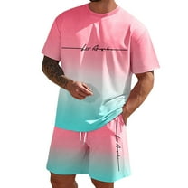 Men'S Track Suits 2 Piece Short Sleeve Po|o Shirt Shorts with Side Pockets Fashion Tracksuit Summer Beach Casual Sets (Pink,5XL)