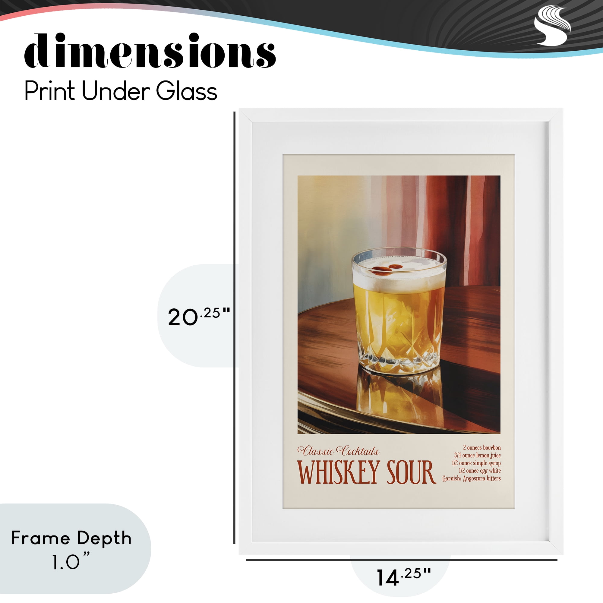 Stupell Industries Whiskey Sour on Table White Framed Print Under Glass, design by Andreas Magnusson