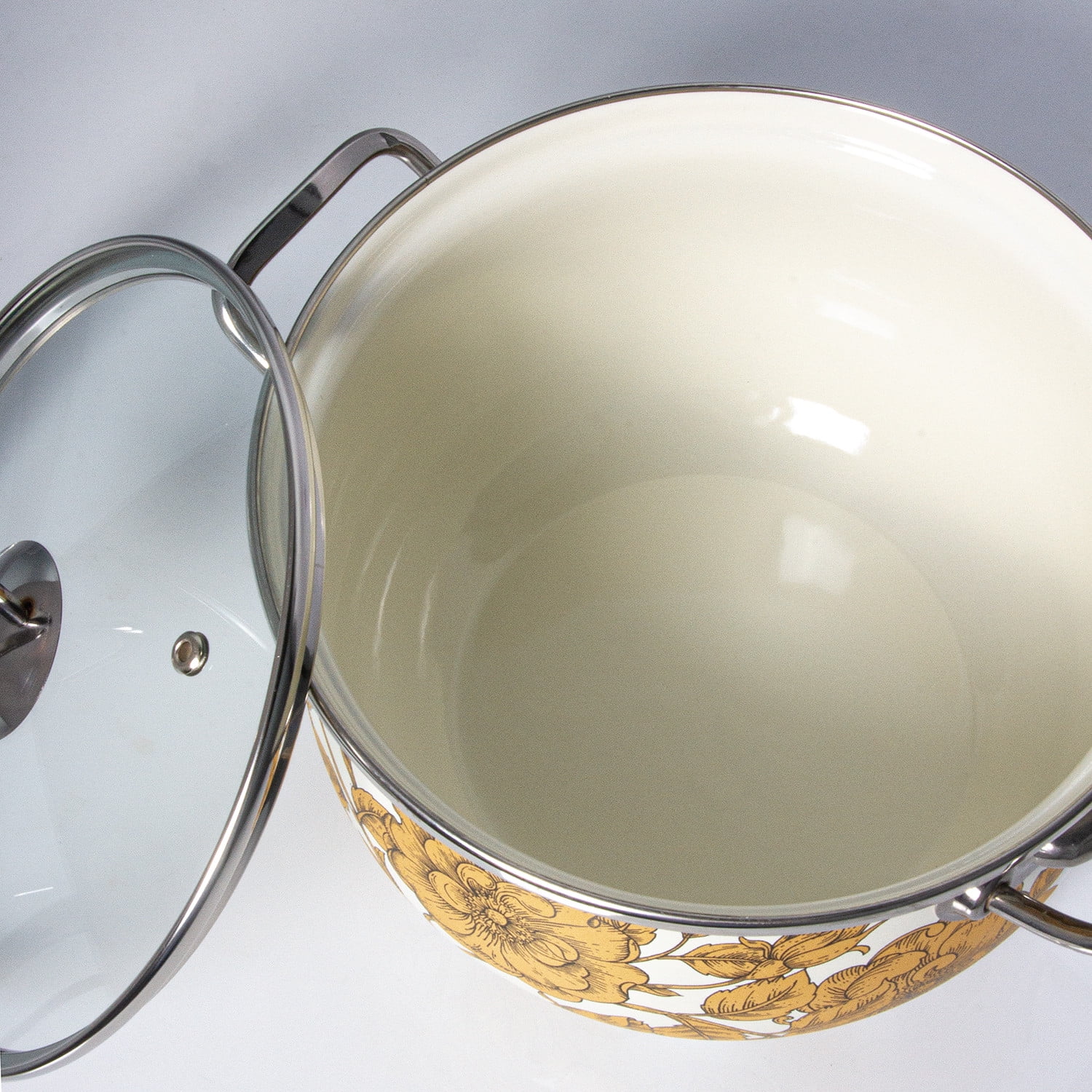 Stainless steel pot button cast iron enamel pot water drop self-circulation  22cm heart-shaped stew inside beige enamel deepening - AliExpress