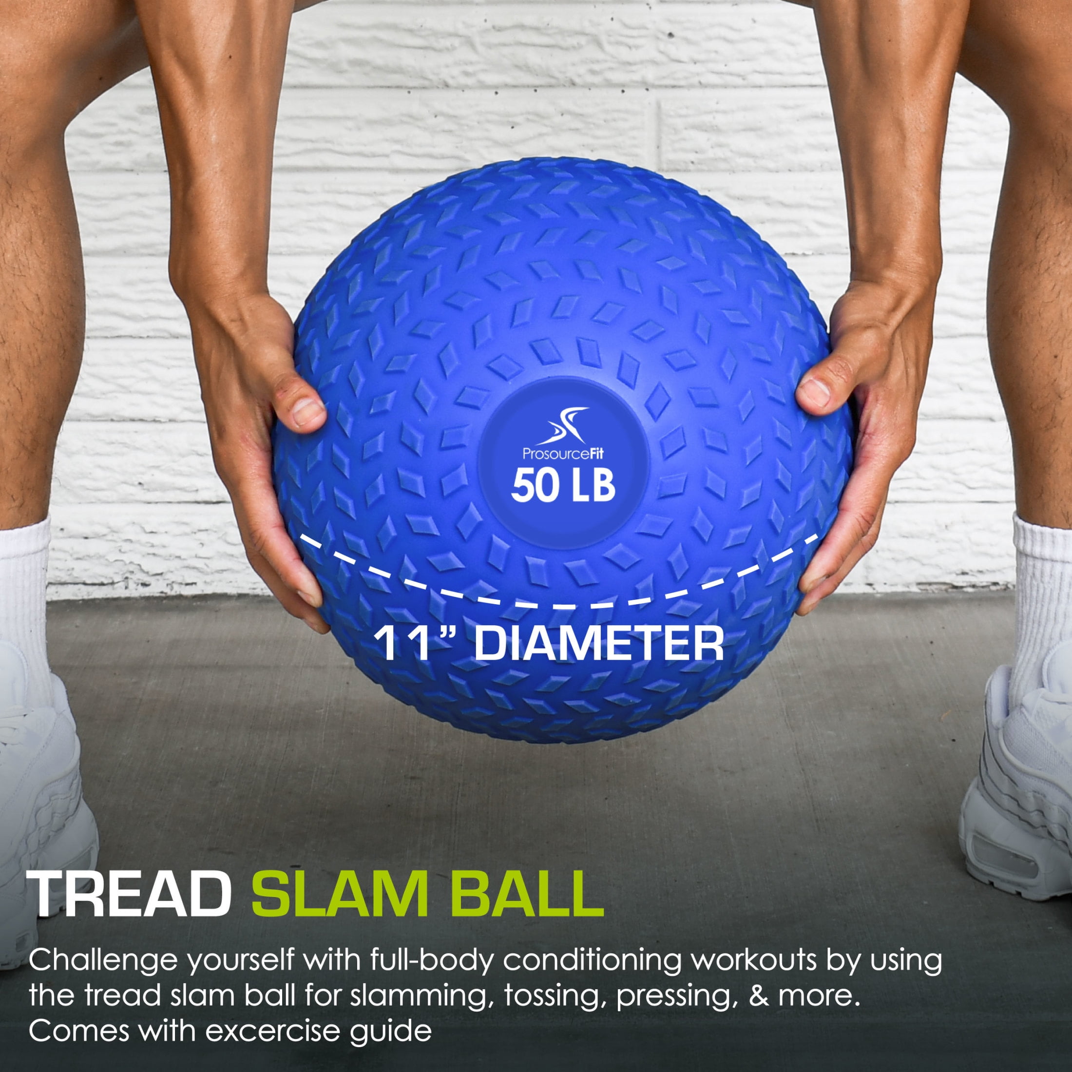 ProsourceFit Tread Slam Medicine Balls w/ Ultra Grip for Weighted Workouts, 50 lb