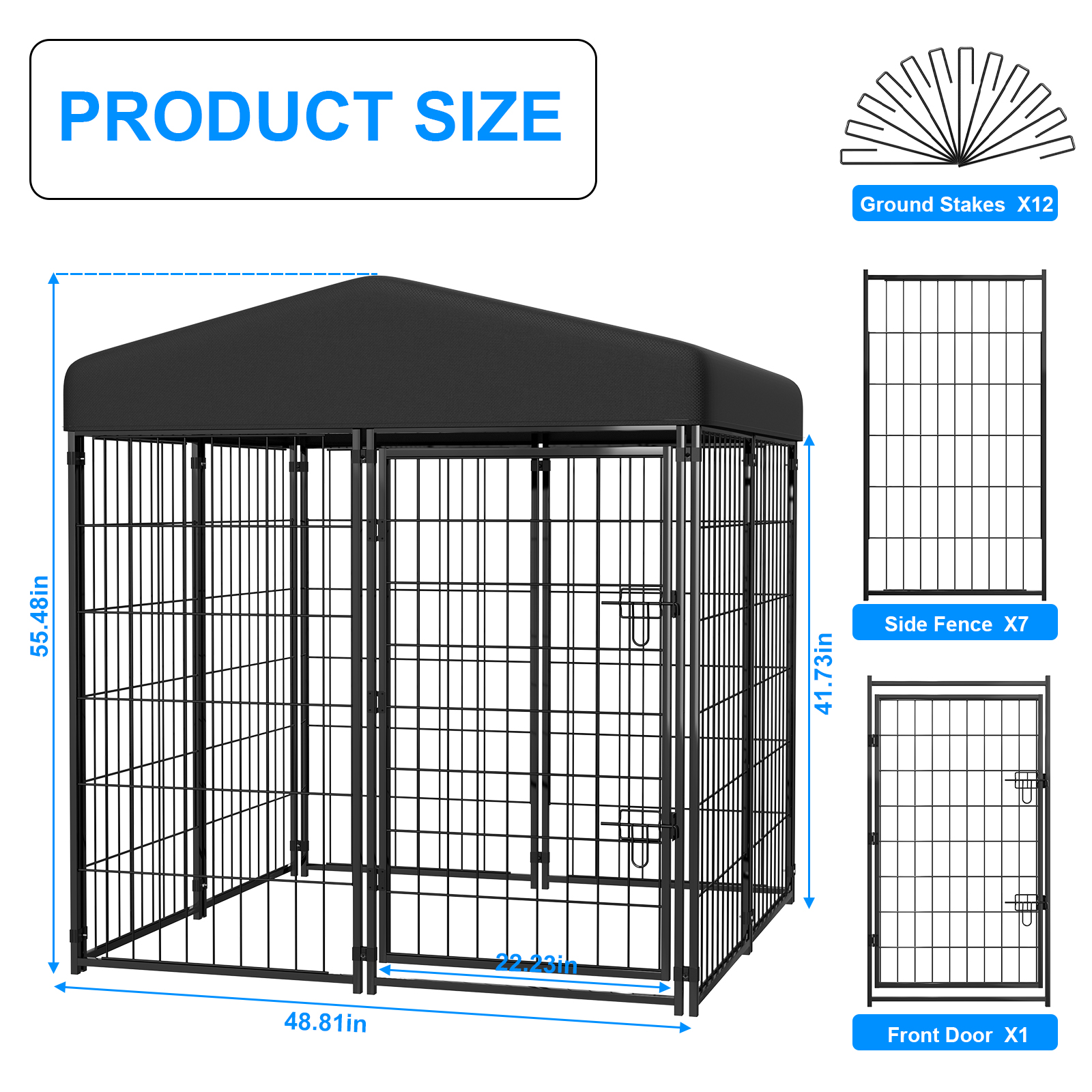 Vipuse 4'x4' Large Outdoor Dog Kennel with Waterproof Roof photo 6