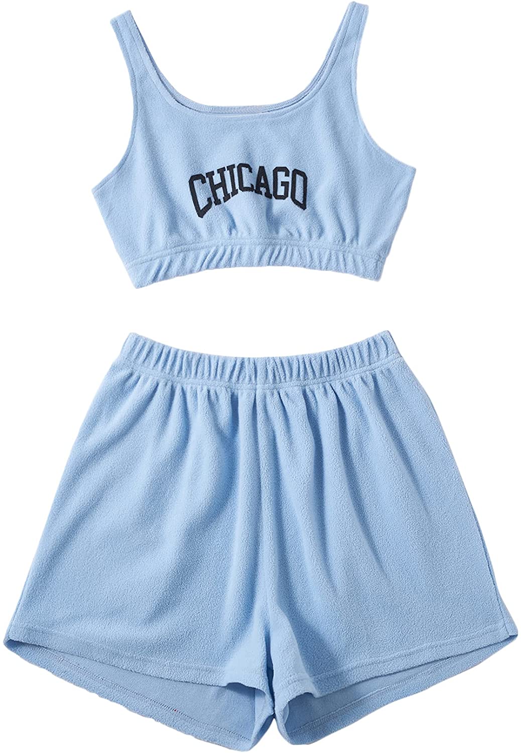 Pajamas Set Color Block Crop Tank 