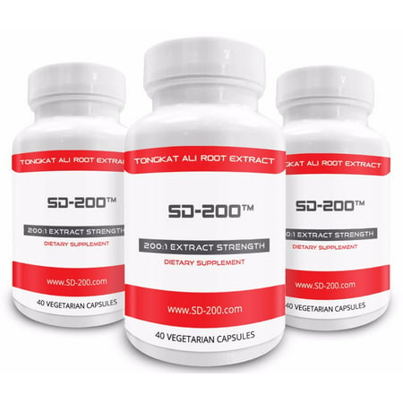 3 Bottles of SD-200 at 30% Off (Limited Quantity) Genuine Tongkat Ali Extract 200:1 - Natural Testosterone Booster - Tongkat Ali Is Also Known As Longjack or Eurycoma Longifolia (Best Eurycoma Longifolia Supplement)