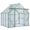 thumbnail image 3 of Serre en Polycarbonate 8x6ft-Verte à Double Porte avec Base Surélevée et Ancrage, Aluminium Robuste, Serre de Marche pour Extérieur et Cour Arrière pour Toutes les Saisons, 3 of 7