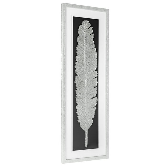 Gild Design House Metallic Feather Silver Shadow Box