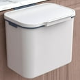 thumbnail image 4 of Wall Hanging Trash Can Odourless Wastebasket Silding Lid Cover Waste Trash Bin Garbage Living Room Kitchen Bathroom Home Cupboard 9L White, 4 of 8