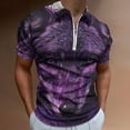thumbnail image 2 of Purple Wolf Men Zipper T-shirt Summer Casual Short Sleeve T-shirt Top, 2 of 7