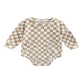 thumbnail image 1 of PENGXIANG Bébé Casual Manches Longues Barboteuse Mode Damier Imprimé Col Triangle Combinaisons avec Poches, 1 of 7