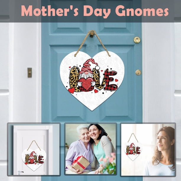 XWSHYW Decoraciones para El Hogar Letrero de Bienvenida para Puerta de Entrada: Letrero con Forma de Corazón para El Día de La Madre