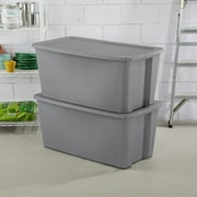Sterilite Extra Large Storage Bin, 50 Gallon Durable Plastic Storage Tote with Snap-On Lid, Gray