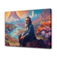 thumbnail image 1 of Póster de lienzo con un anciano con barba blanca sentado sobre una roca, decoración para dormitorio, paisaje deportivo, decoración para oficina, regalo, estilo marco, 16 x 24 pulgadas (40 x 60 cm), 1 of 8