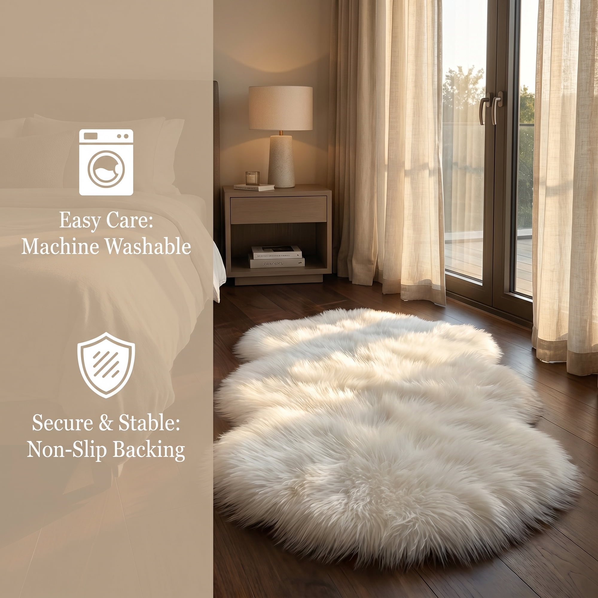 Unique Bargains Ultra Fluffy Bedroom Non Slip Fuzzy Shaggy Area Rug 35" x 24" White