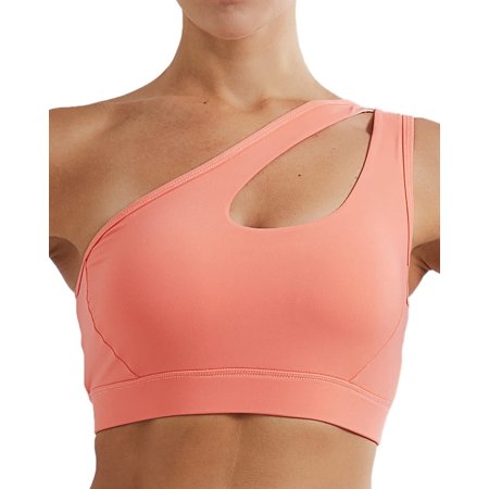 

QWZNDZGR One Shoulder Sports Bra Removable Padded Yoga Top Post-Surgery Wirefree Sexy Cute Medium Support