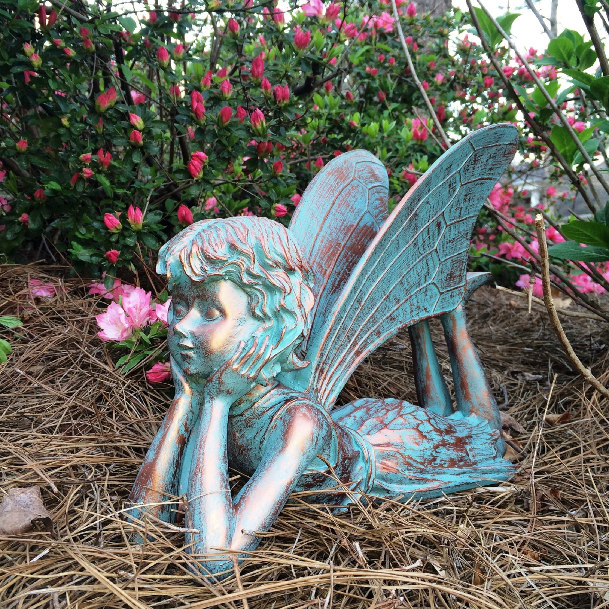 Homestyles 11"L Dreamer Lying Fairy in Bronze Patina Home Patio & Garden Statue Figurine
