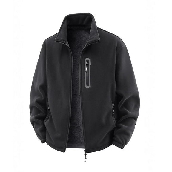 Xzbqbs Jackets for Men Full Zip Fleece Lined Warm Work Coat Fashion Windbreaker Lightweight Collared Jacket with Zipper Pocket