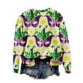 thumbnail image 4 of Craaazy Women's Mardi Gras Shirts Round-neck Casual Long-sleeved Sweatshirt Holiday Party Costumes Graphic Carnival Top Gifts, 4 of 6