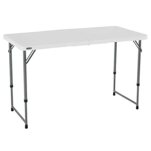 Lifetime 4-Foot Height-Adjustable Fold-In-Half Table, White Granite