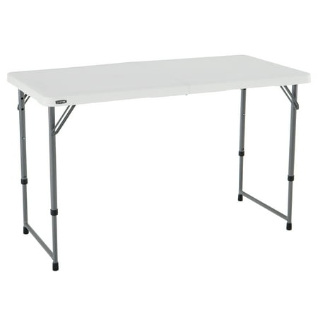 Lifetime 4428 Height Adjustable Folding Utility Table, 48 By 24 Inches, White
