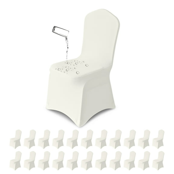 KUOGO 50pcs Ivory Chair Covers Polyester Spandex Chair Cover Stretch Slipcovers For Wedding Party Dining Banquet Flat-Front Chair Covers