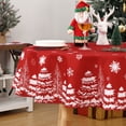 thumbnail image 4 of 60 Inch  Round Christmas Tablecloth, Christmas Table Cloth with Snowflake and Pine Tree Print, 4 of 9