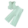 thumbnail image 2 of MKOSPLRT Blazer Sets Kids 2 Piece Outfits Girls Solid Casual Dressy Suits Vest and Dress Pants Baggy Wedding Guest Party Outfit 3-10Y, 2 of 3