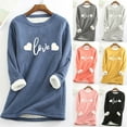 thumbnail image 4 of Fmbrln Womens Sherpa Lined Fleece Crewneck Sport Sweatshirt, Winter Warm Pullover Loungewear Heart Print Tunic Tops, on Clearance, 4 of 4