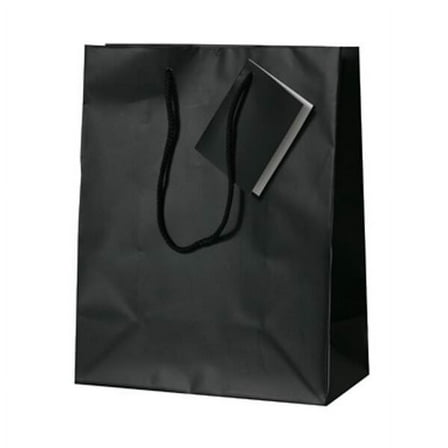 JAM Paper Matte Gift Bags, 8 x 10 x 4, Black, 100/Pack, Medium
