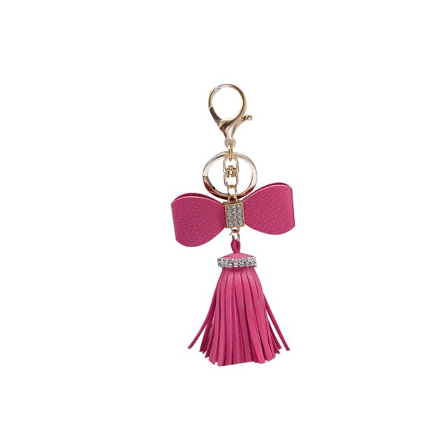 Mode Créatif Strass Arc Pompon Sac Pendentif Porte-Clés Caroj