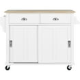 thumbnail image 6 of Glavbiku Kitchen Island Cart with Drop Leaf Countertop,Sliding Barn Door,Adjustable Height,White, 6 of 14