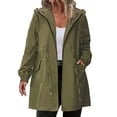 thumbnail image 3 of Women's Plus Size Long Waterproof Rain Jacket, Lightweight Hooded Windbreaker, Casual Outdoor Hiking Coat, Foldable Raincoat for Travel, All Season Rainwear, Packable Rain Jacket Green XXL, 3 of 7