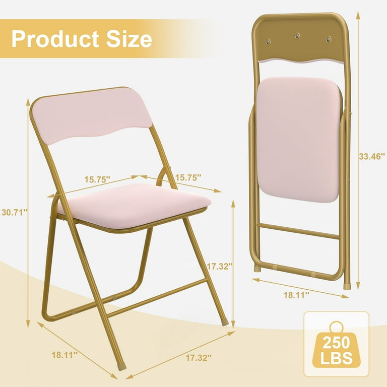 FRGMT FOLDABLE CHAIR（23cm) Nefoso Folding Chairs, 6 Pack, Padded Velvet Seats and Back